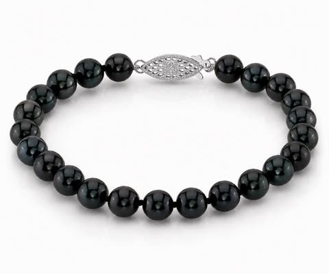 7.5-8.0mm Black Freshwater Pearl Bracelet - AAA Quality