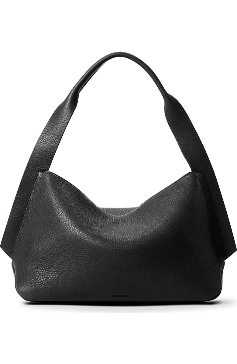 Shinola Medium Derby Leather Shoulder Bag, Main, color, Black