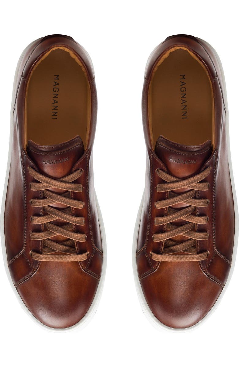 Magnanni Costa Leather Low Top Sneaker, Alternate, color, Cognac