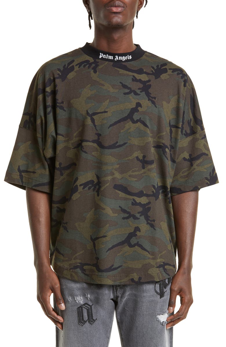 Palm Angels Men's Oversize Camouflage Logo T-Shirt, Main, color, 
