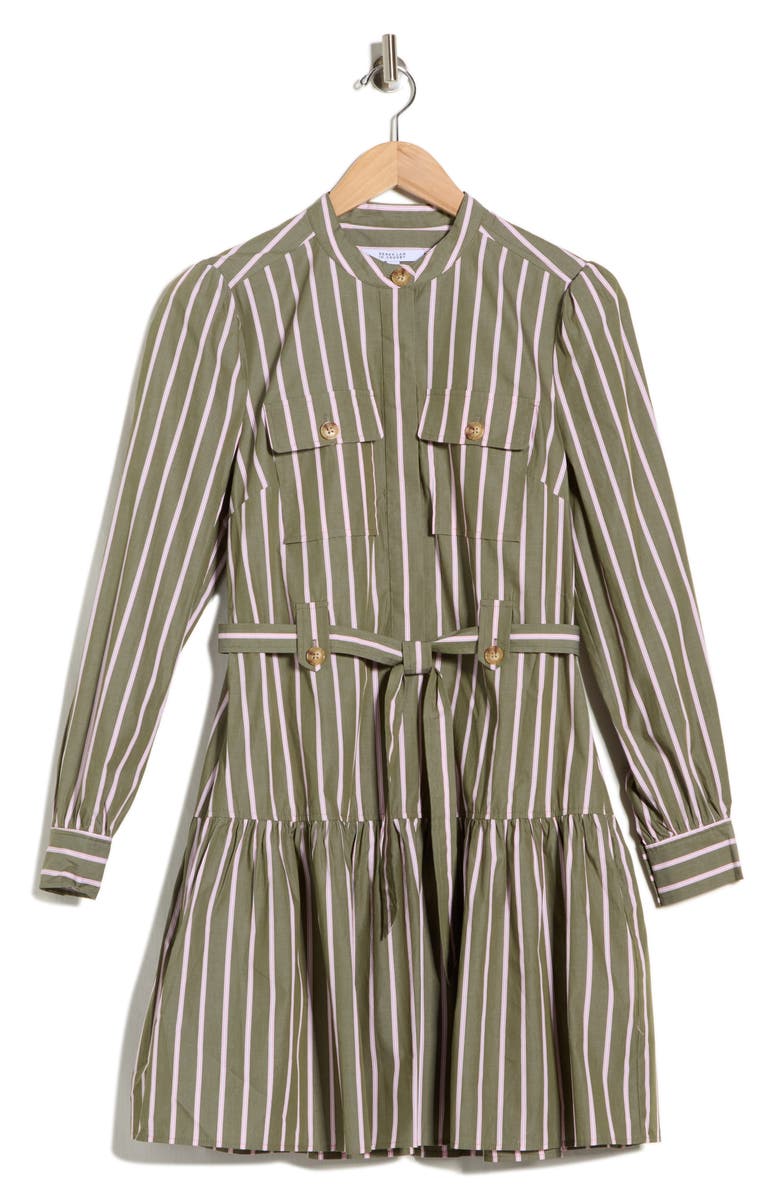 Derek Lam 10 Crosby Kayla Utility Mini Shirtdress, Alternate, color, Fatigue Multi Stripe