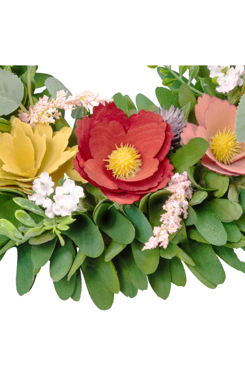 Northlight Shaved Wood Florals and Foliage Artificial Small Spring Wreath - 13.75", Alternate, color, Multi