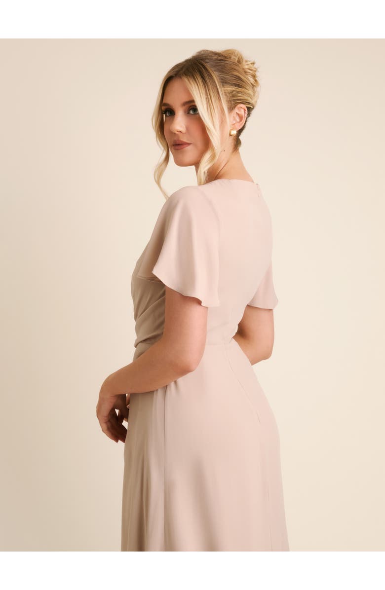 Six Stories Knot Front Chiffon Bridesmaid Dress, Alternate, color, Truffle