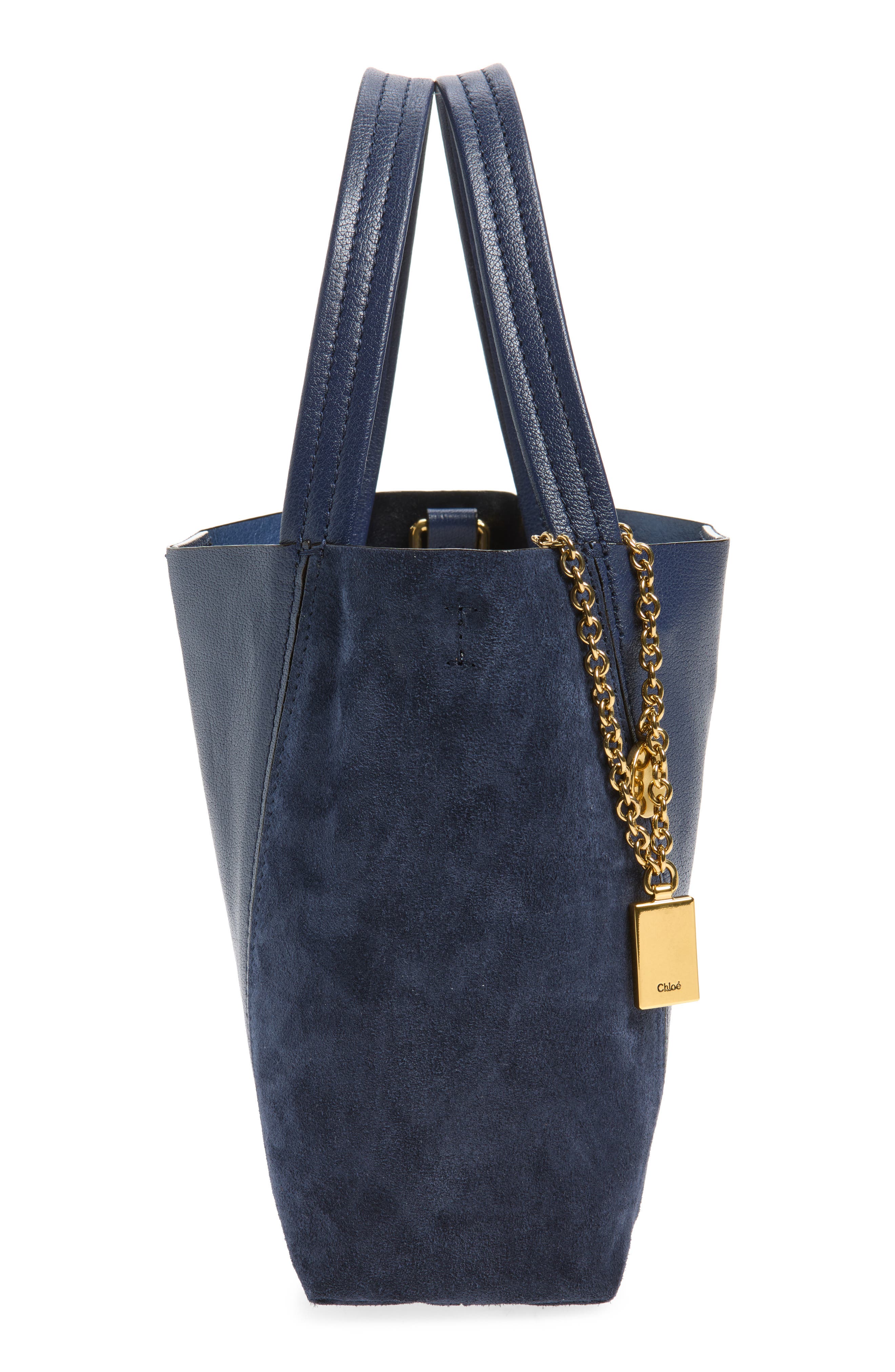 Small Chloé Spin Leather & Suede Tote, Alternate, color, PARISIAN NIGHT