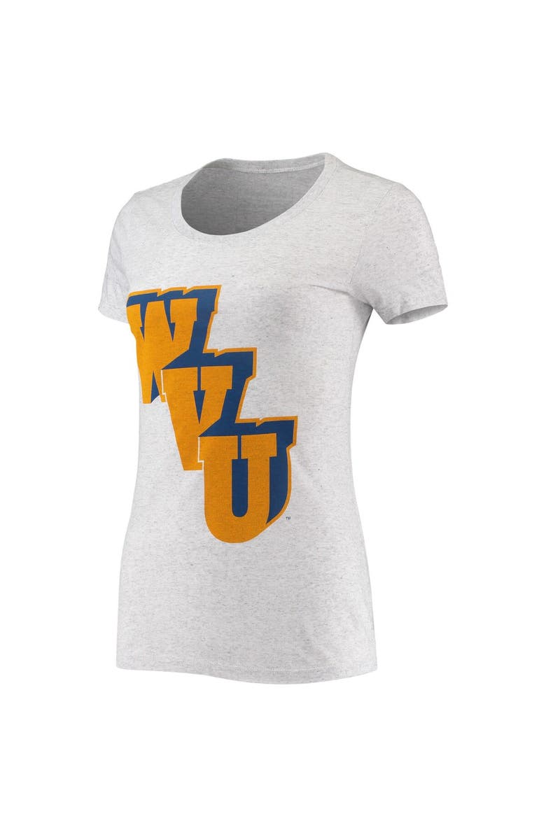 HOMEFIELD Women's Homefield Gray West Virginia Mountaineers Block Basketball Logo Vintage Tri-Blend T-Shirt, Alternate, color,