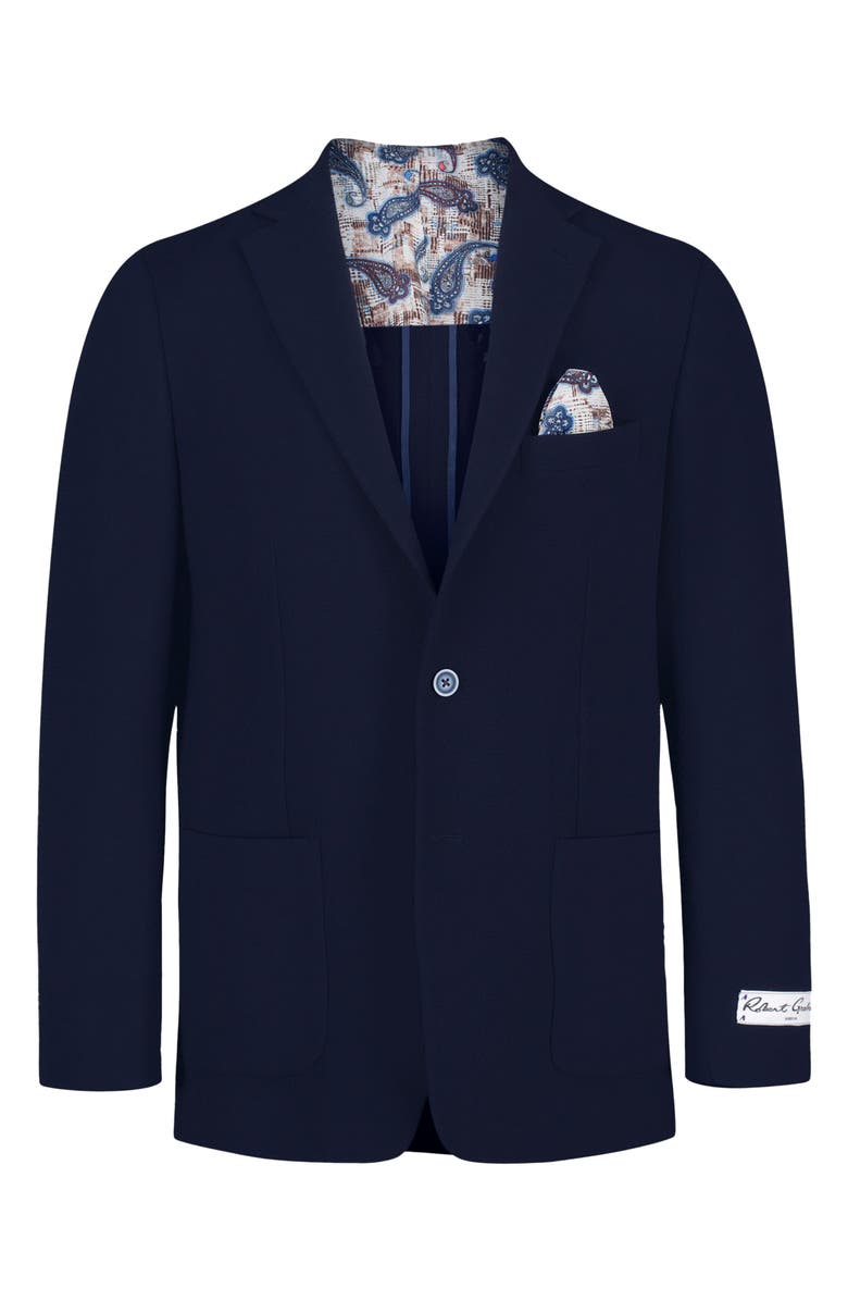 Robert Graham Harston Tailored Fit Navy Seersucker Sport Coat, Alternate, color, Navy