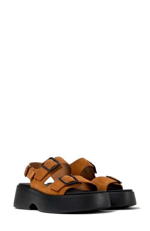 Camper Tasha Platform Sandal In Medium Brown