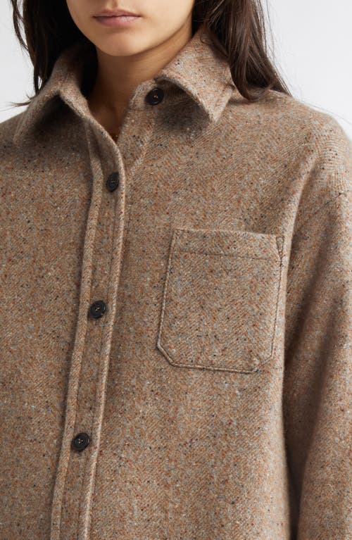 Johnstons Of Elgin Oversize Donegal Cashmere & Wool Button-up Shirt In Neutral