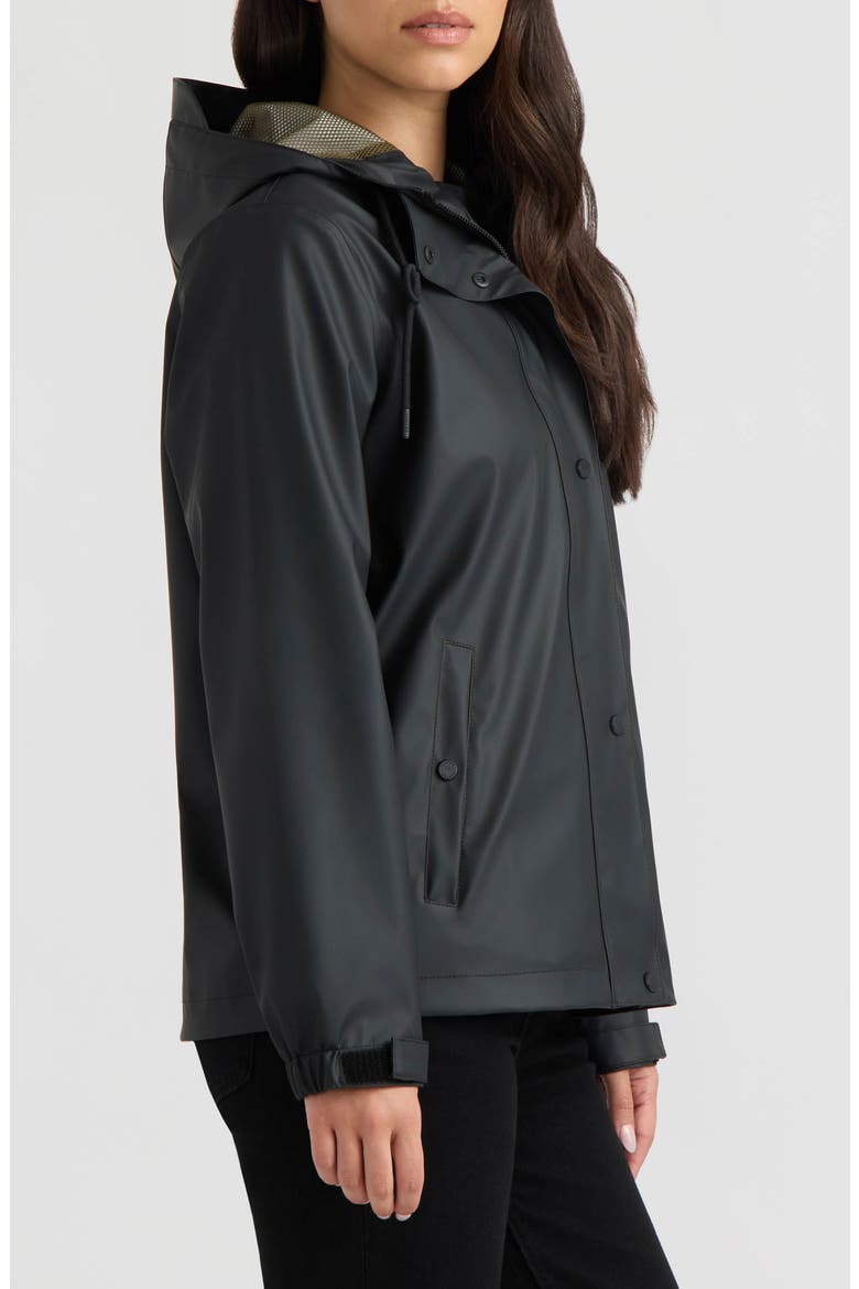 Dina Cropped Rubberized Rain Jacket, Alternate, color, BLACK