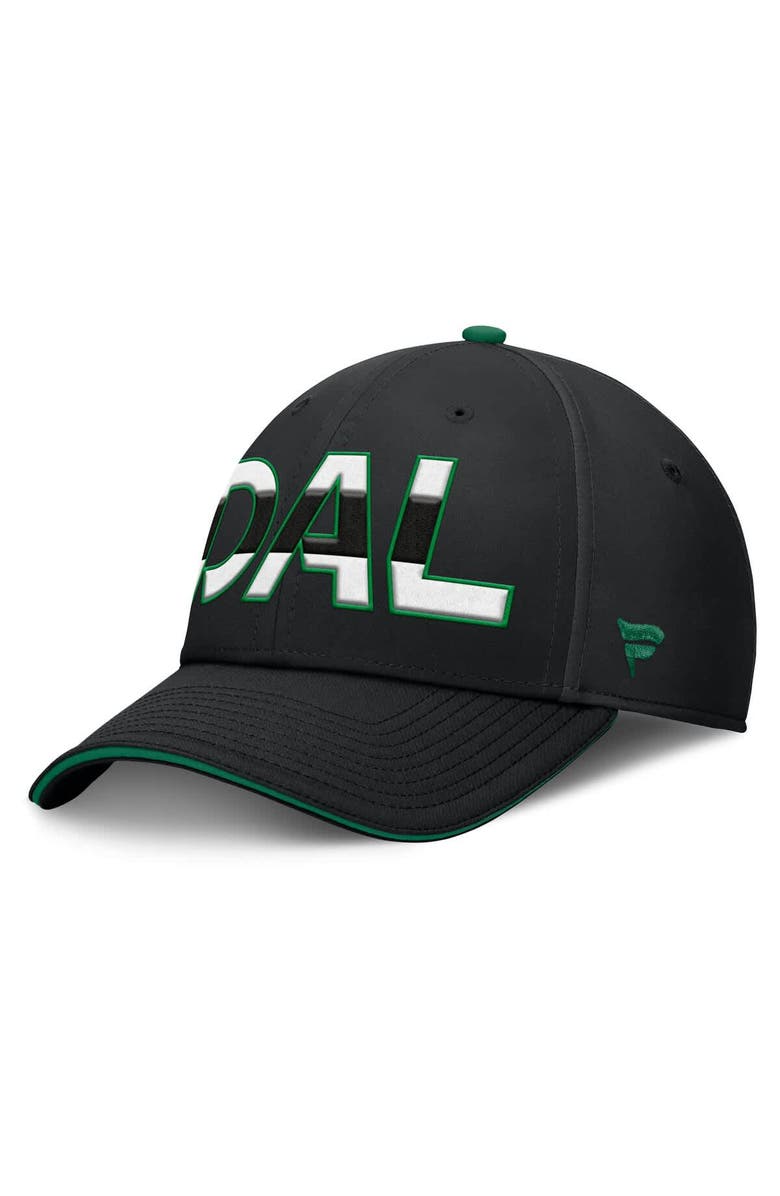 FANATICS Men's Fanatics Black/Green Dallas Stars Authentic Pro Rink Team Code Flex Hat, Main, color, 