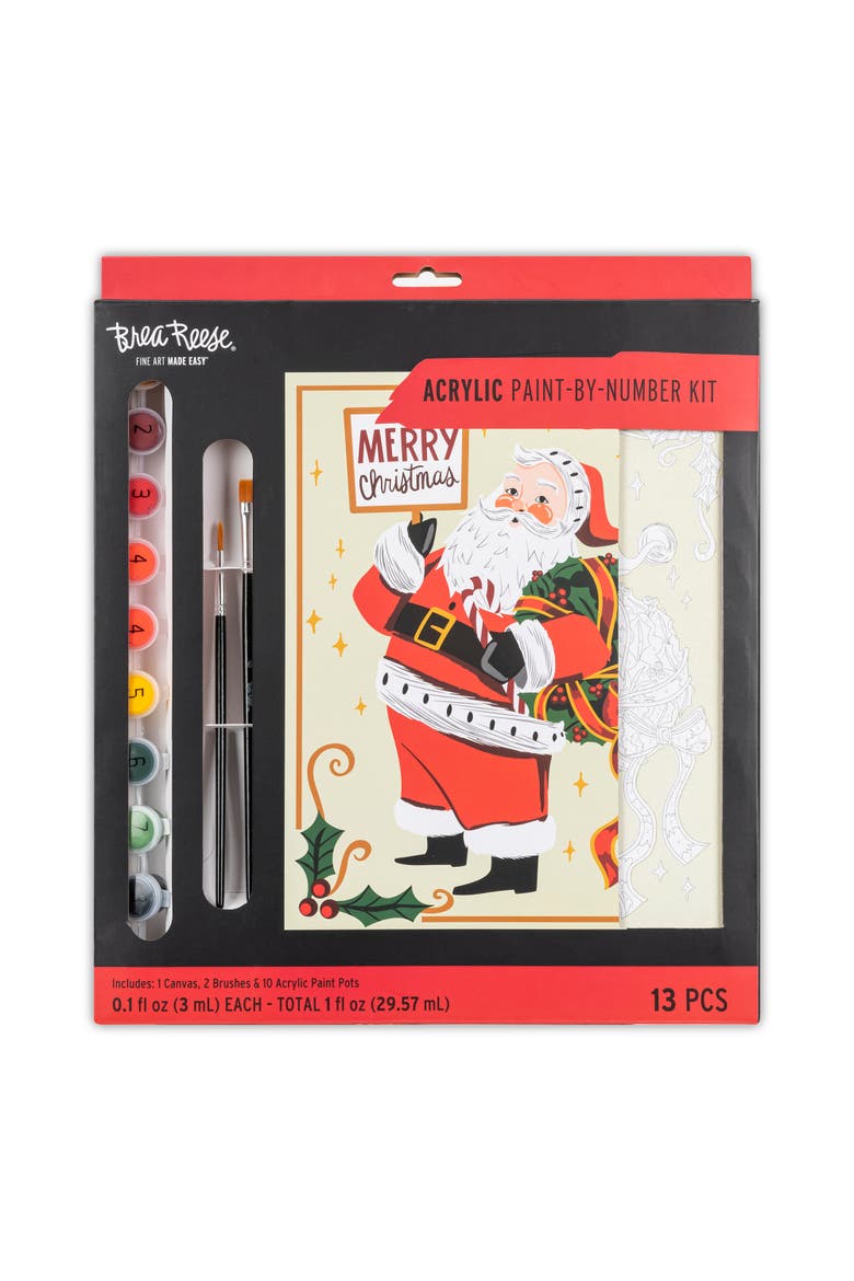 Acrylic Paint By Number Kit Santa, Main, color, Multicolored