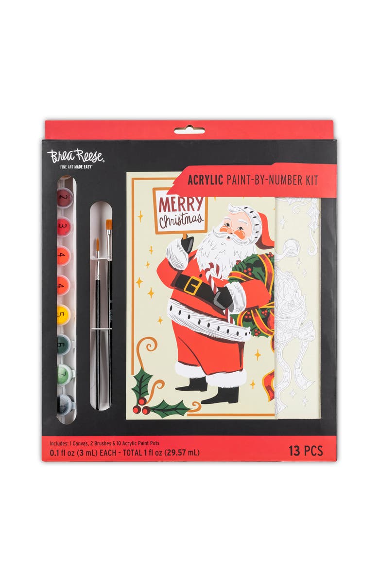 Brea Reese Acrylic Paint By Number Kit Santa, Main, color, Multicolored