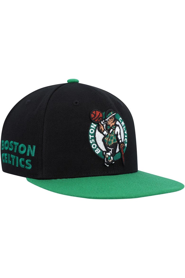 Men's Mitchell & Ness Black/Green Boston Celtics Side Core 2.0 Snapback Hat, Main, color, Black