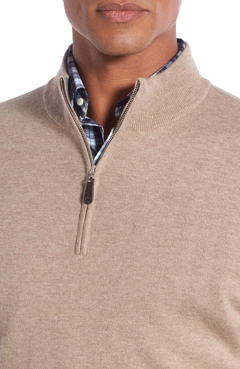 Peter Millar Mock Neck Quarter Zip Wool & Cotton Sweater, Alternate, color, 