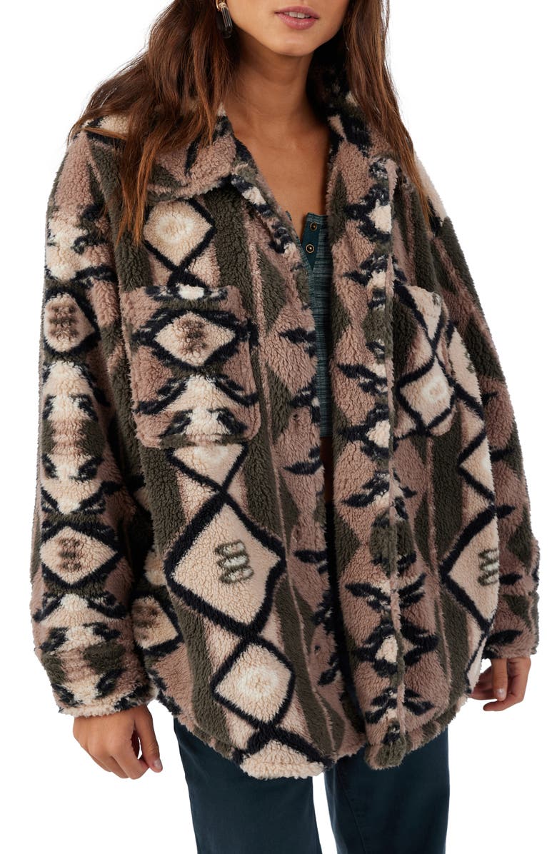 O'Neill Heath Geo Print High Pile Fleece Jacket, Main, color,