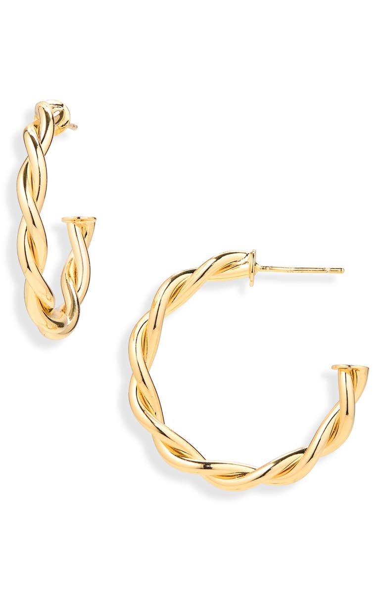 Sterling Forever Rikke Twisted Hoop Earrings, Main, color, Gold