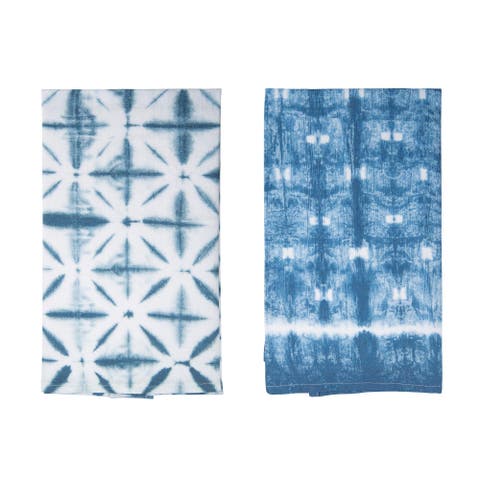 Fabric Shibori Tea Towels Set of 2 Spring Home Decorations Kitchen Textiles Cotton for Spring and Summer