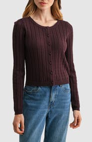 All in Favor Pointelle Button Down Cardigan