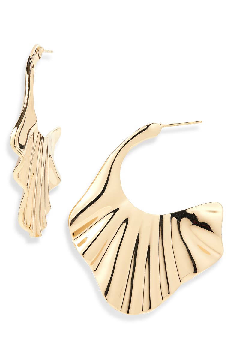 Panacea Crinkle Hoop Earrings, Main, color, Gold