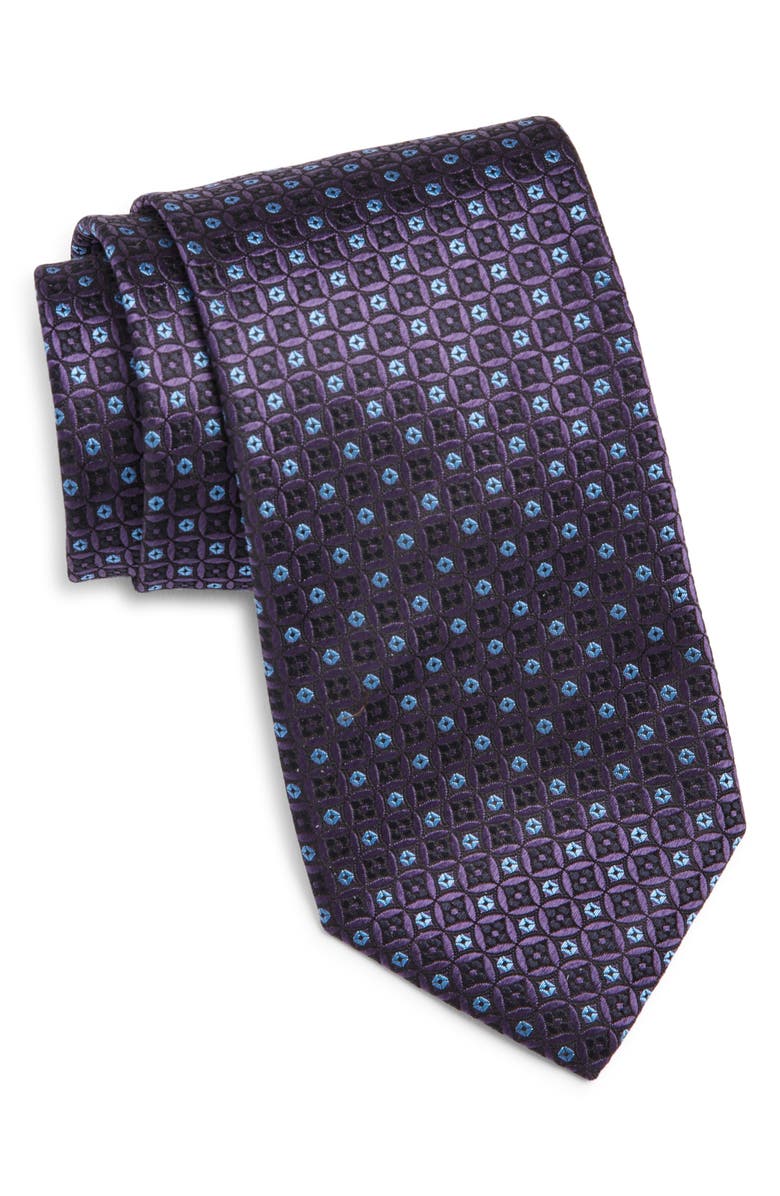 Canali Medallion Silk Tie, Main, color, Purple