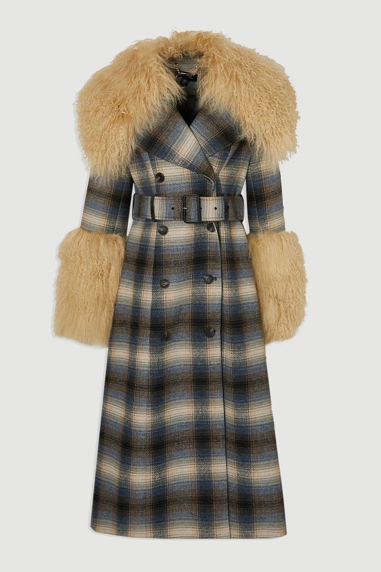 Double Breasted Belted Midi Coat, Alternate, color, Multi