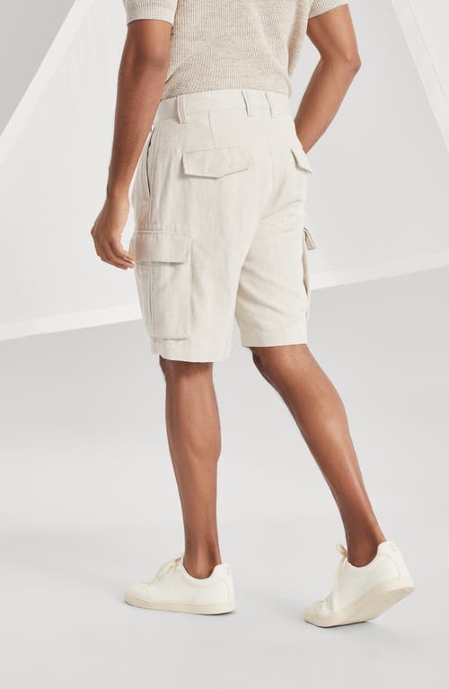 Brunello Cucinelli Cargo Bermuda In Cool Beige