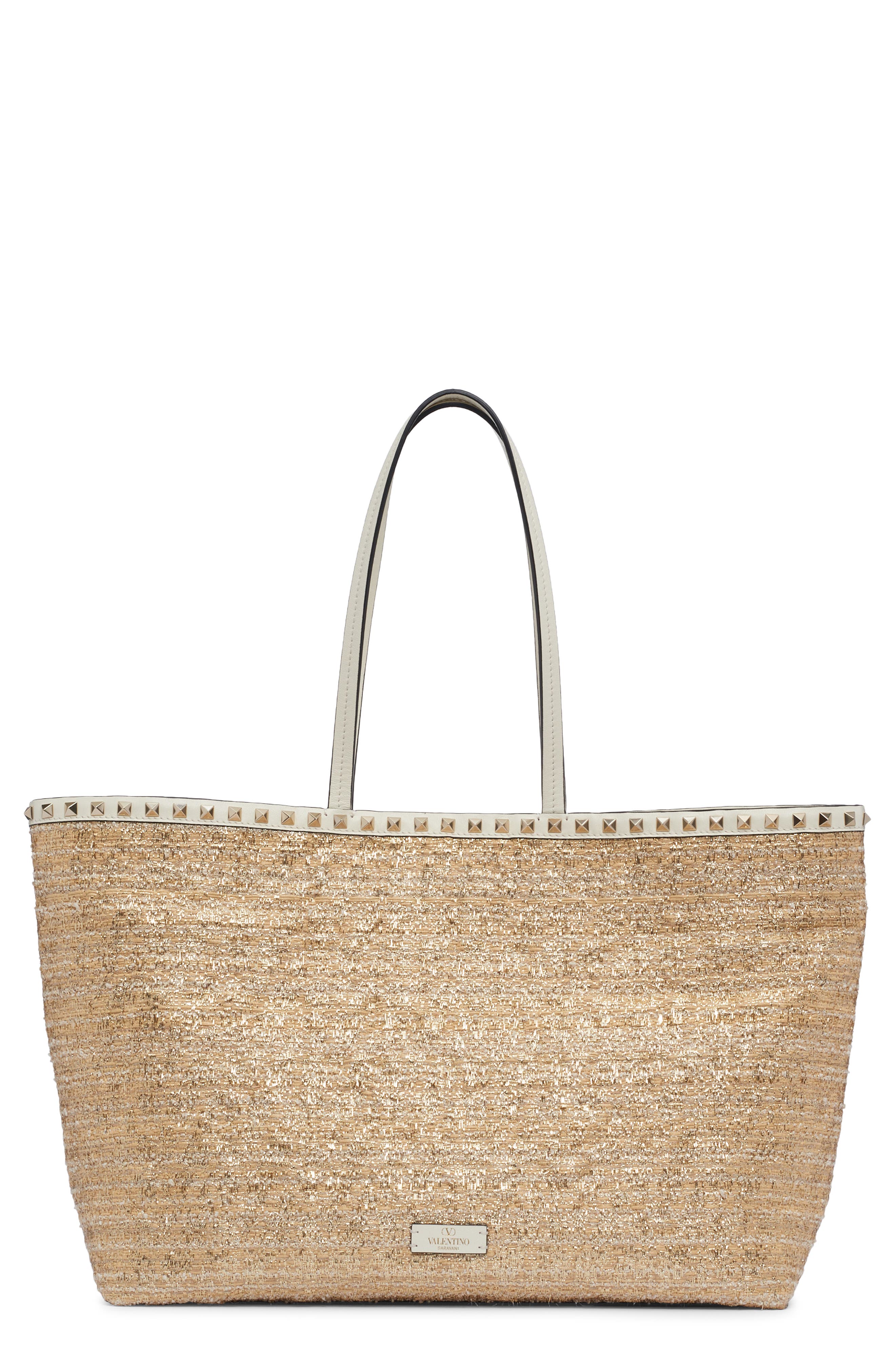 Valentino Garavani Rockstud Metallic Bouclé Tote, Main, color, 