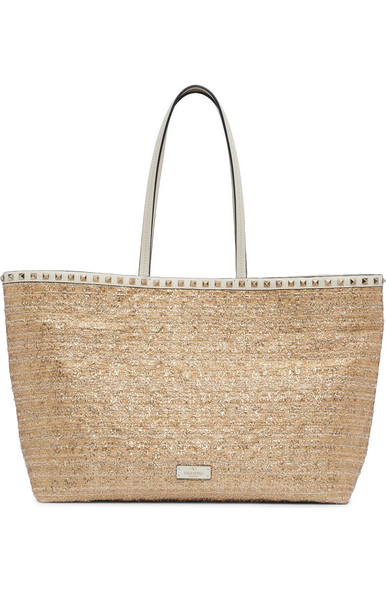 Valentino Garavani Rockstud Metallic Bouclé Tote, Main, color,