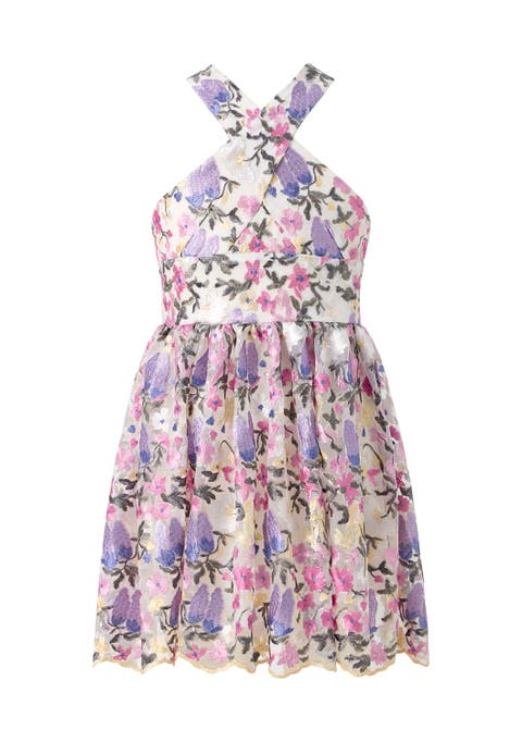 Mariah Embroidered Halter Neck Dress (Toddler, Little Kid & Big Kid)