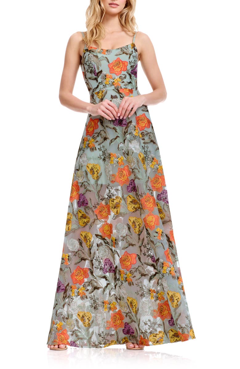 Dress the Population Umalina Embroidered Sleeveless Gown, Main, color, 