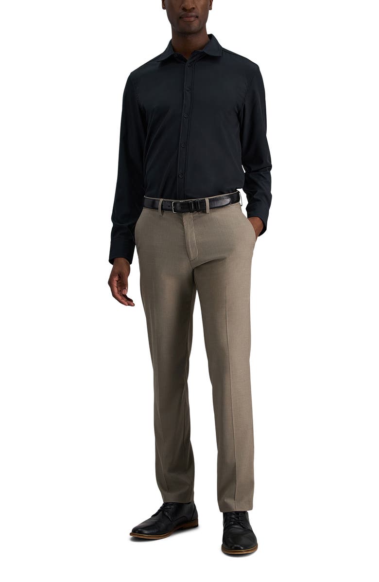 Kenneth Cole Reaction Slim Fit Sharkskin Pants, Alternate, color, Oatmeal