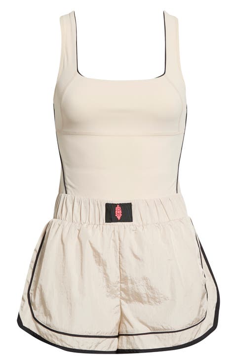 Varsity Blues Mixed Media Romper