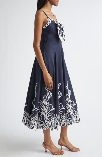 ワンピース Cotton Organza Paisley Lace Yoke Dress S Cinq à Sept Embroidered Paisley Bloom Detail Cotton Dress | Nordstrom