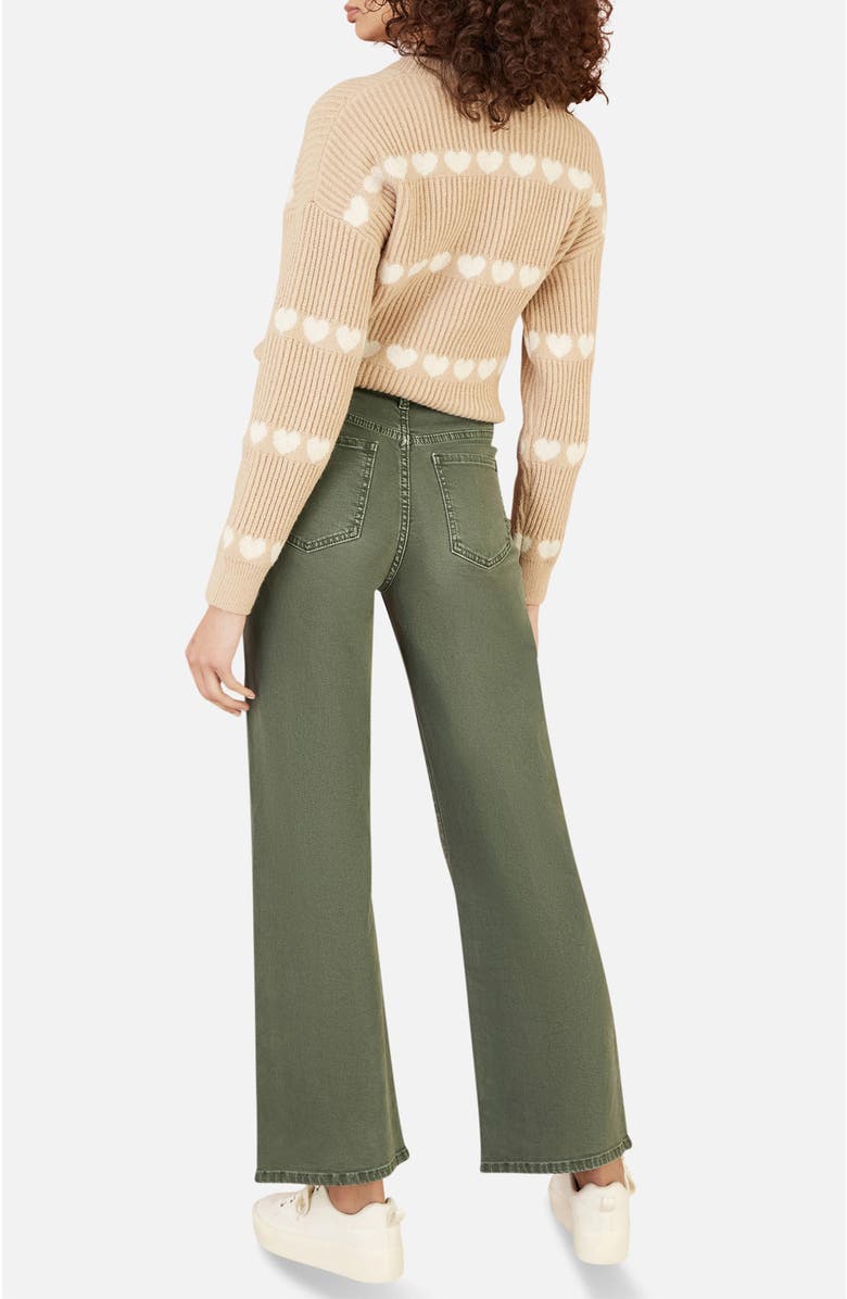 Yumi Stretch Canvas Wide Leg Jeans, Alternate, color, Green