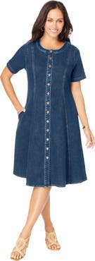 Jessica London Button Front Denim Dress