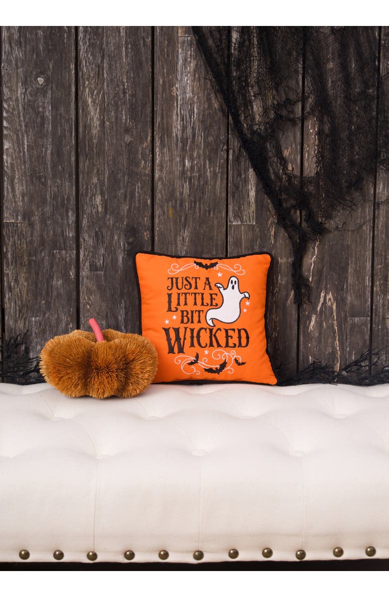 C&F Home Ghost Embroidered 100% Cotton Halloween Mini Accent Throw Pillow 10" x 10", Alternate, color, Orange