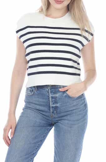 Striped Cap Sleeve Sweater