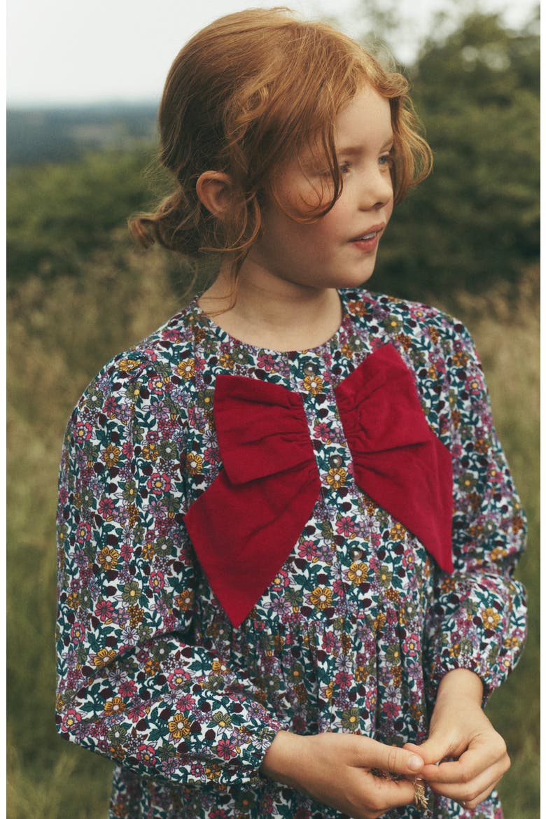 Kids' Bow Corduroy Dress, Alternate, color, FLORAL CORDUROY