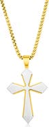Metallo Men's Stainless Steel Brushed Cross Pendant Necklace