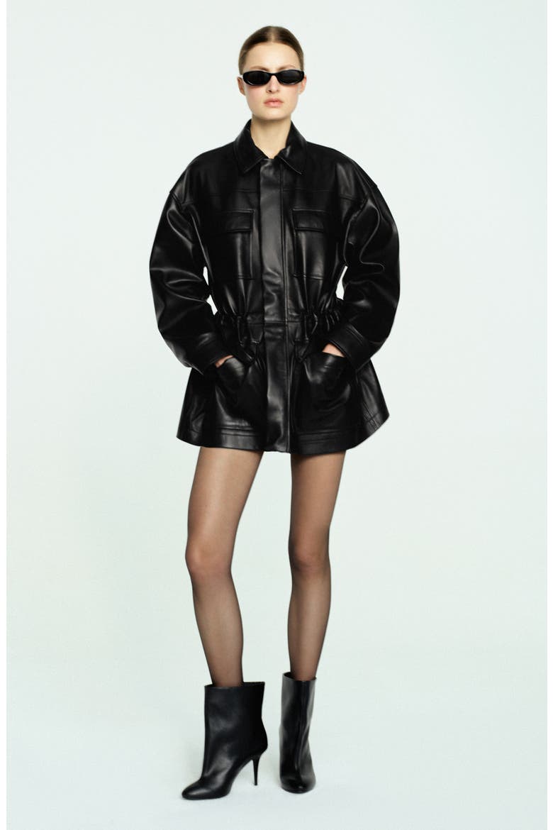 Leather Coat, Alternate, color, BLACK