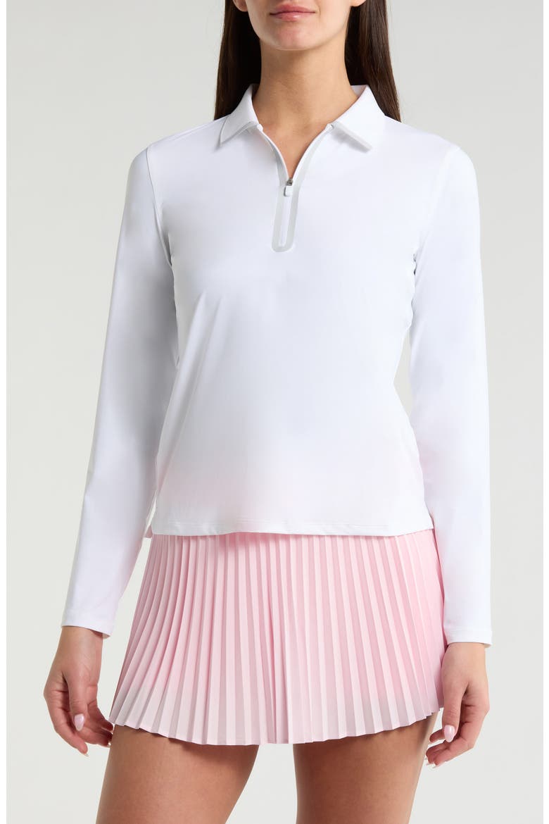 Silky Tech Nylon Long Sleeve Golf Polo, Main, color, SNOW