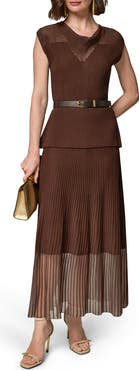 Donna Karan New York Belted Cap Sleeve Maxi Dress