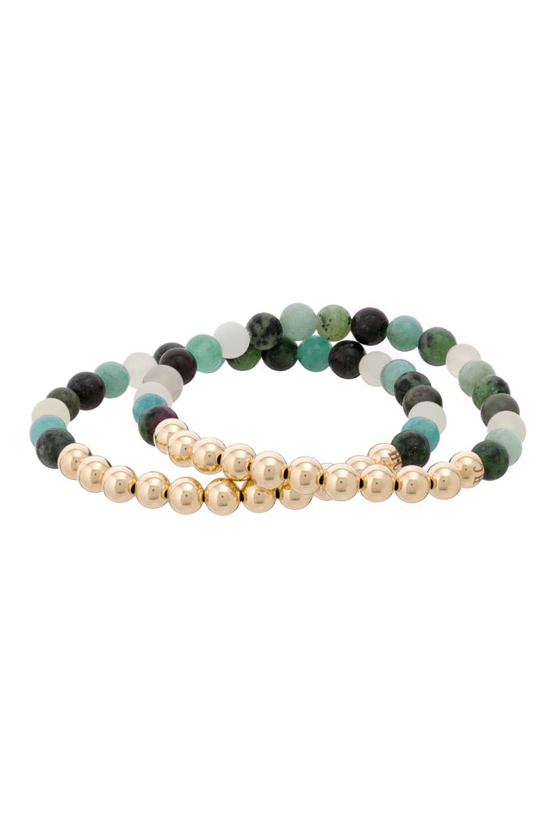 N6 Happiness/Ease Set of 2 Healer's Bracelets, Alternate, color, YELLOW GOLD