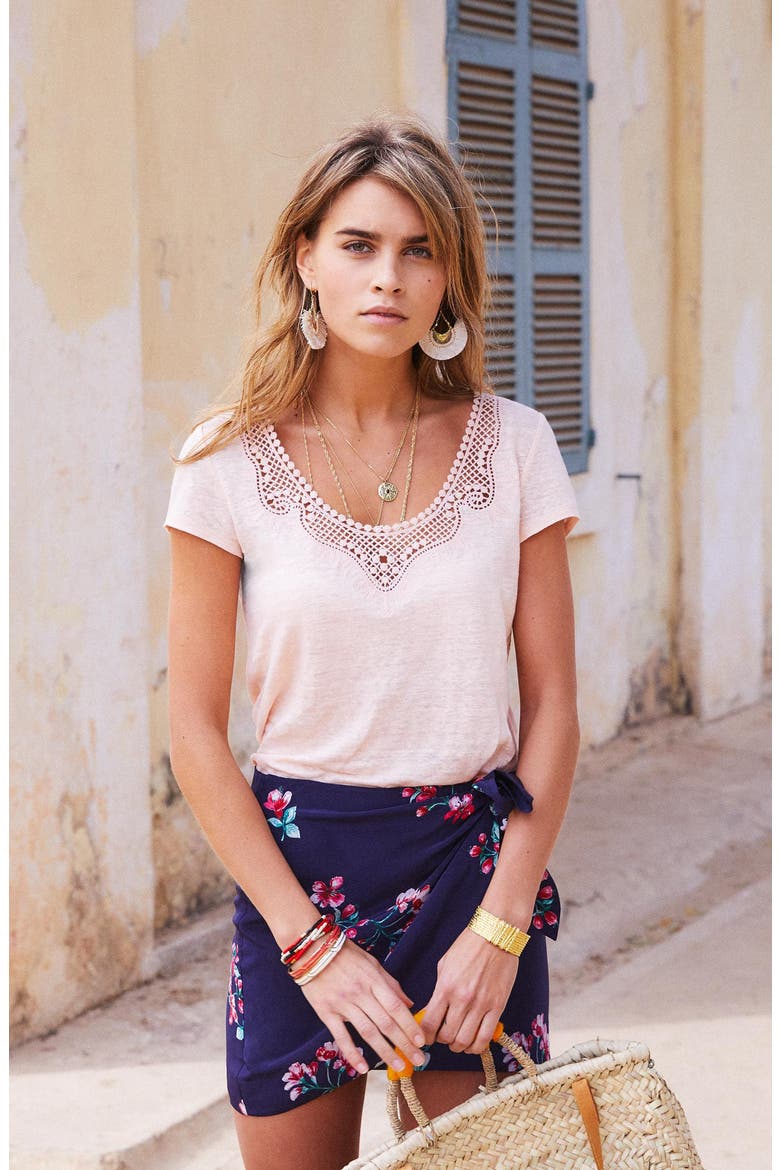 Pacome Floral Silk Skirt, Alternate, color, BOUQUET PRINT ON NAVY BLUE