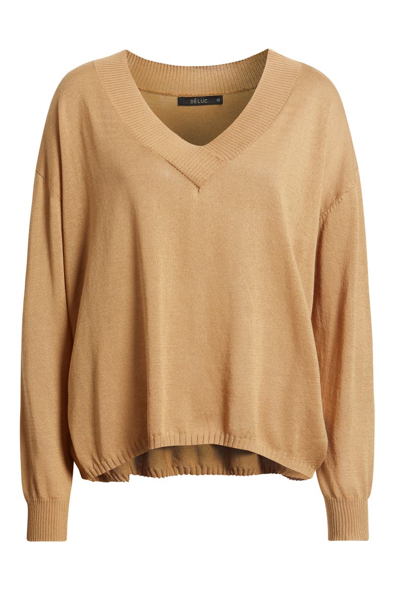 Cefalonia Drop Shoulder Semisheer Cotton Blend Sweater, Alternate, color, VISON