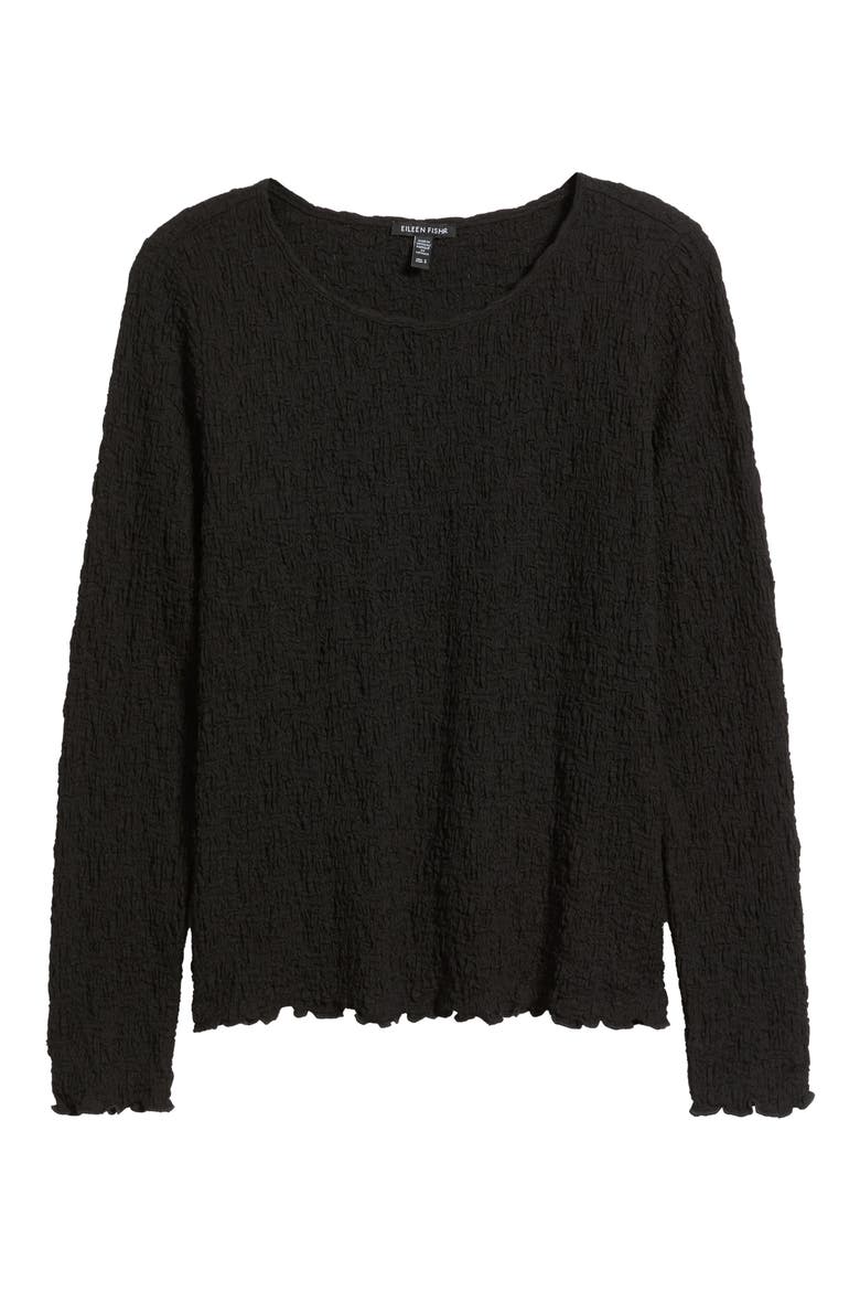 Crinkle Knit Top, Alternate, color, BLACK