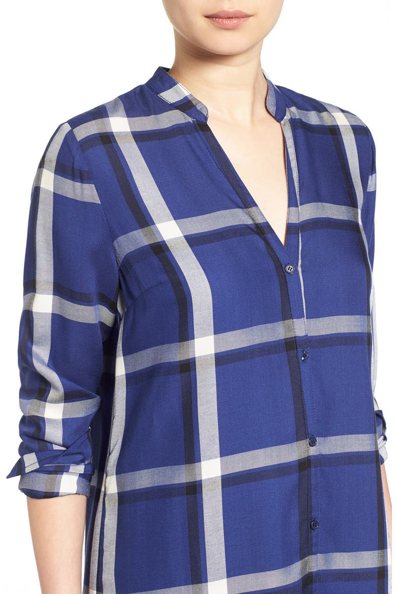 'Vevina' Plaid Shirtdress, Alternate, color, COBALT