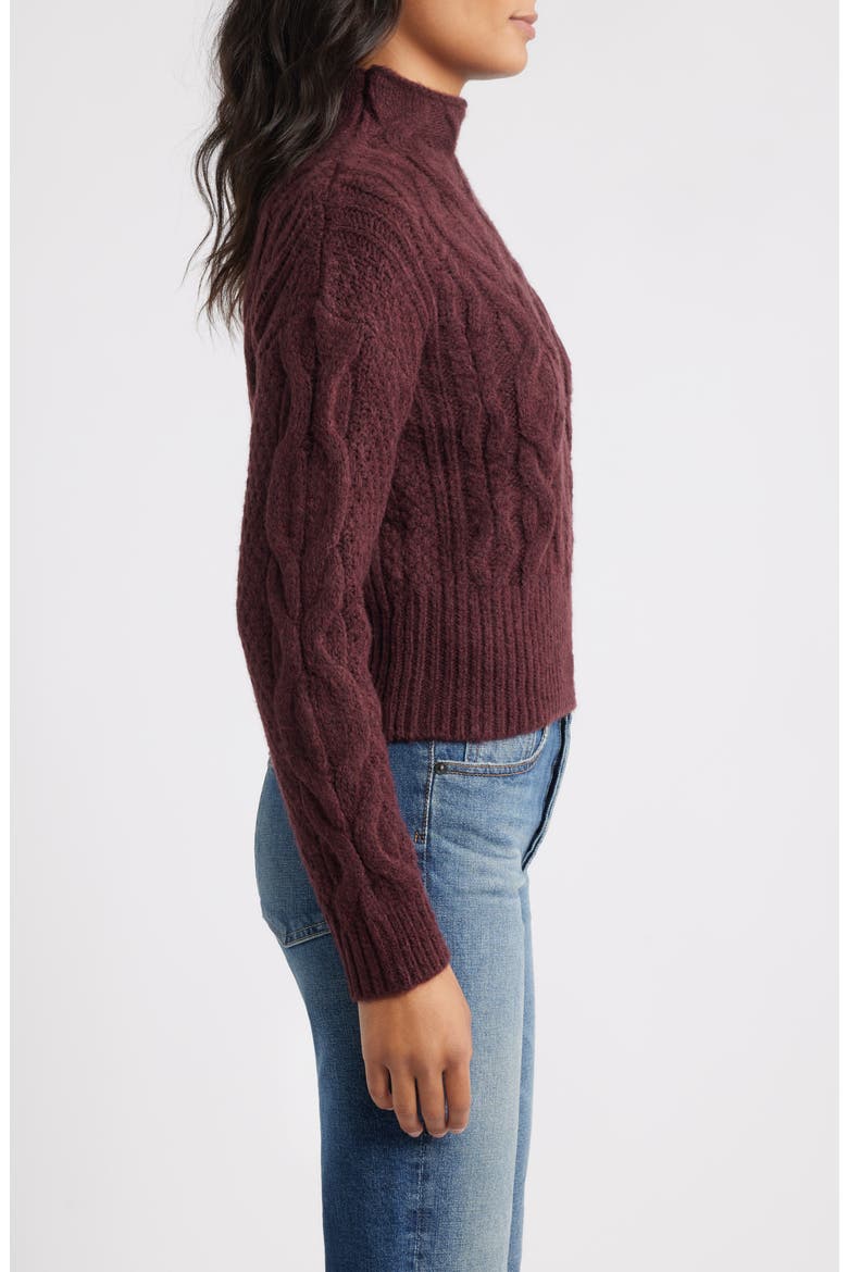 Reba Funnel Neck Cable Sweater, Alternate, color, OXBLOOD