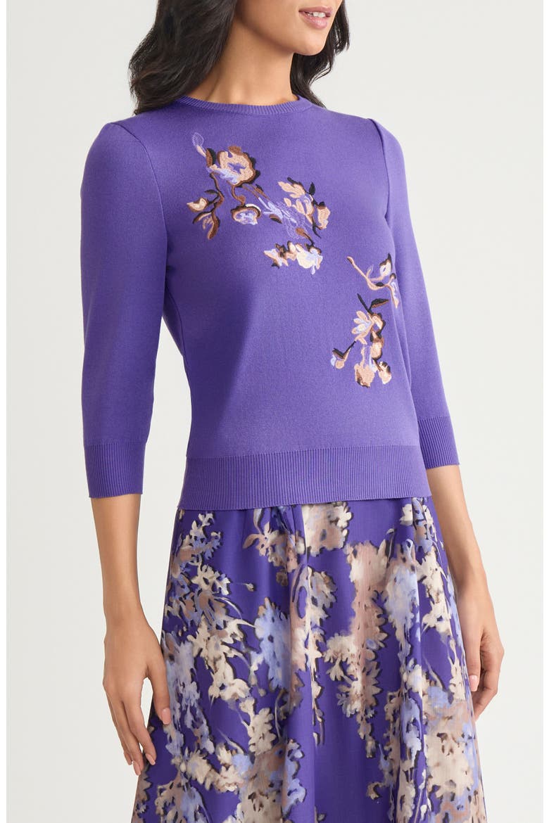 Embroidered Floral Sweater, Alternate, color, PURPLE MULTI