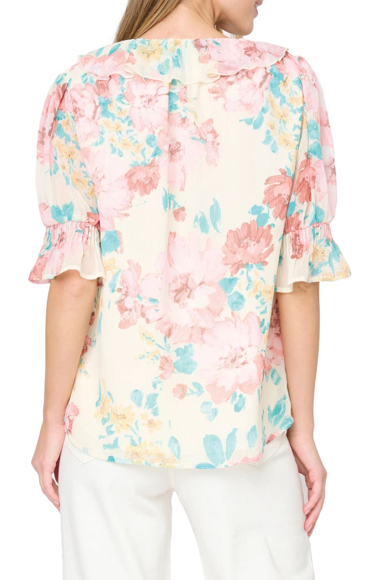 GIBSONLOOK Khloe Ruffles Button-Up Shirt, Alternate, color, Sunday Bouquet Floral
